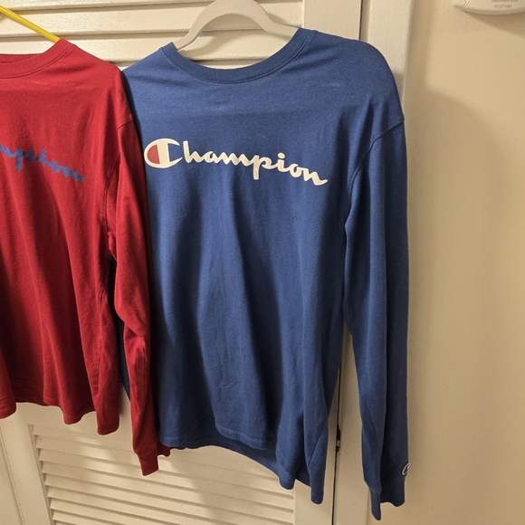 Champion  Logo Men's Long Sleeve Shirts - Blue - Picture 3 of 10